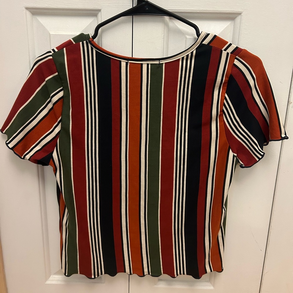 Caution To The Wind Striped T-Shirt, Size Small - Picture 2 of 3